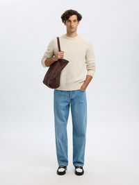 LANGÄRMELIGER STRICKPULLOVER, Oatmeal, highres