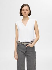 ÆRMELØS TOP MED V-HALS, Bright White, highres