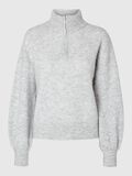 Selected WOOL BLEND  HALF-ZIP JUMPER, Light Grey Melange, highres - 16094744_LightGreyMelange_001.jpg