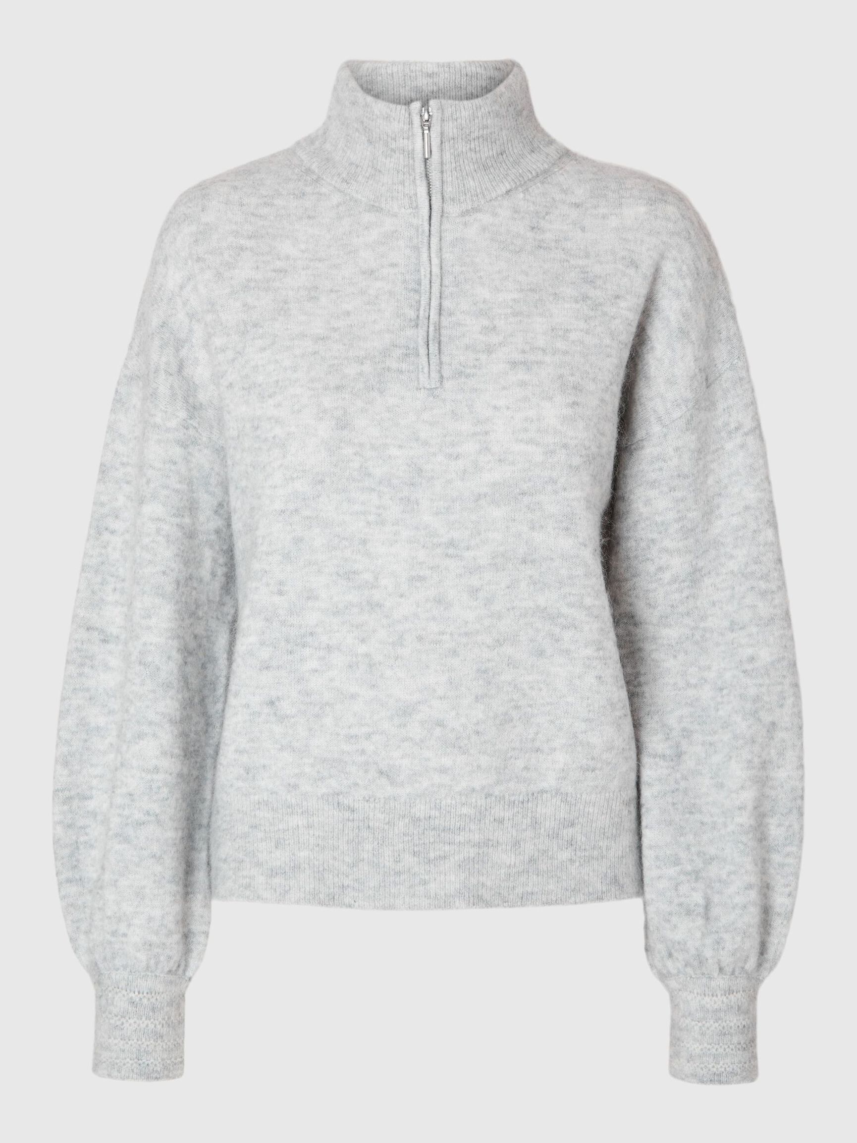 ULLBLANDING GENSER MED HALV GLIDELÅS, Light Grey Melange, highres