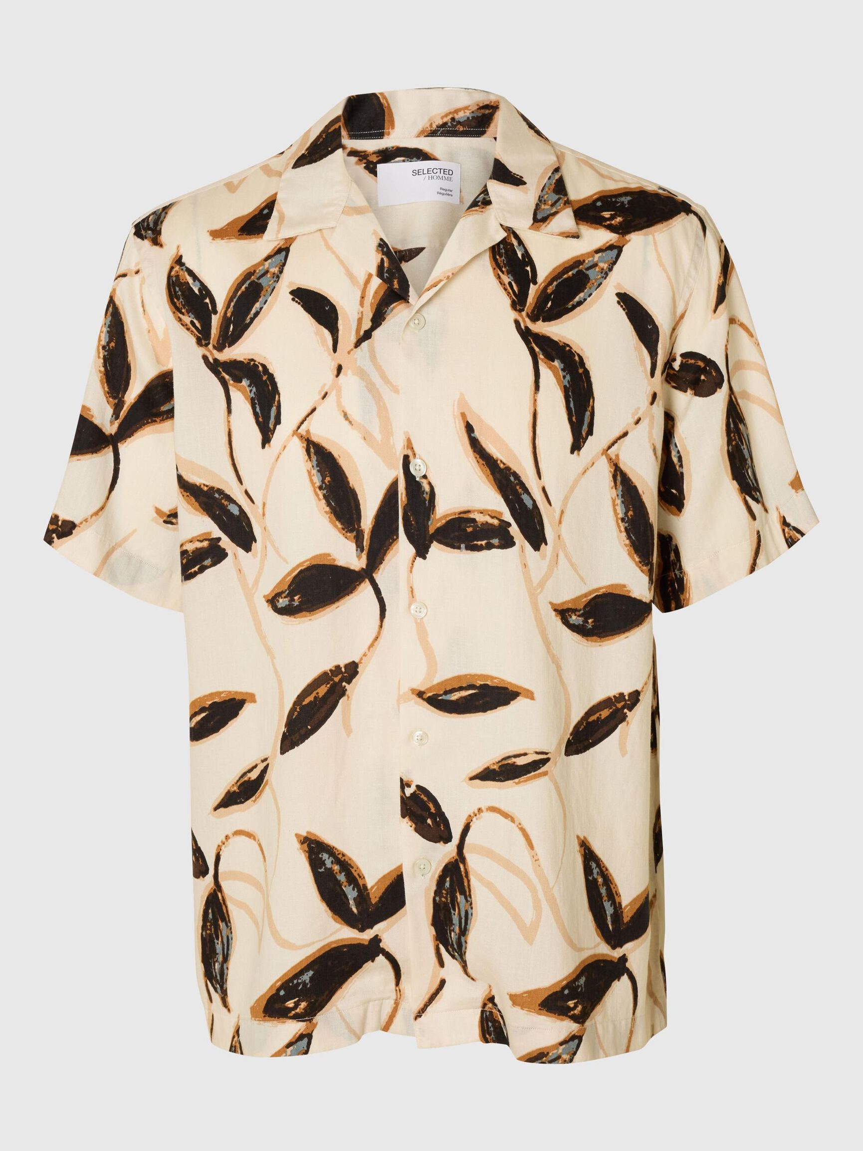 PRINTED SHORT SLEEVED SHIRT, Egret, highres
