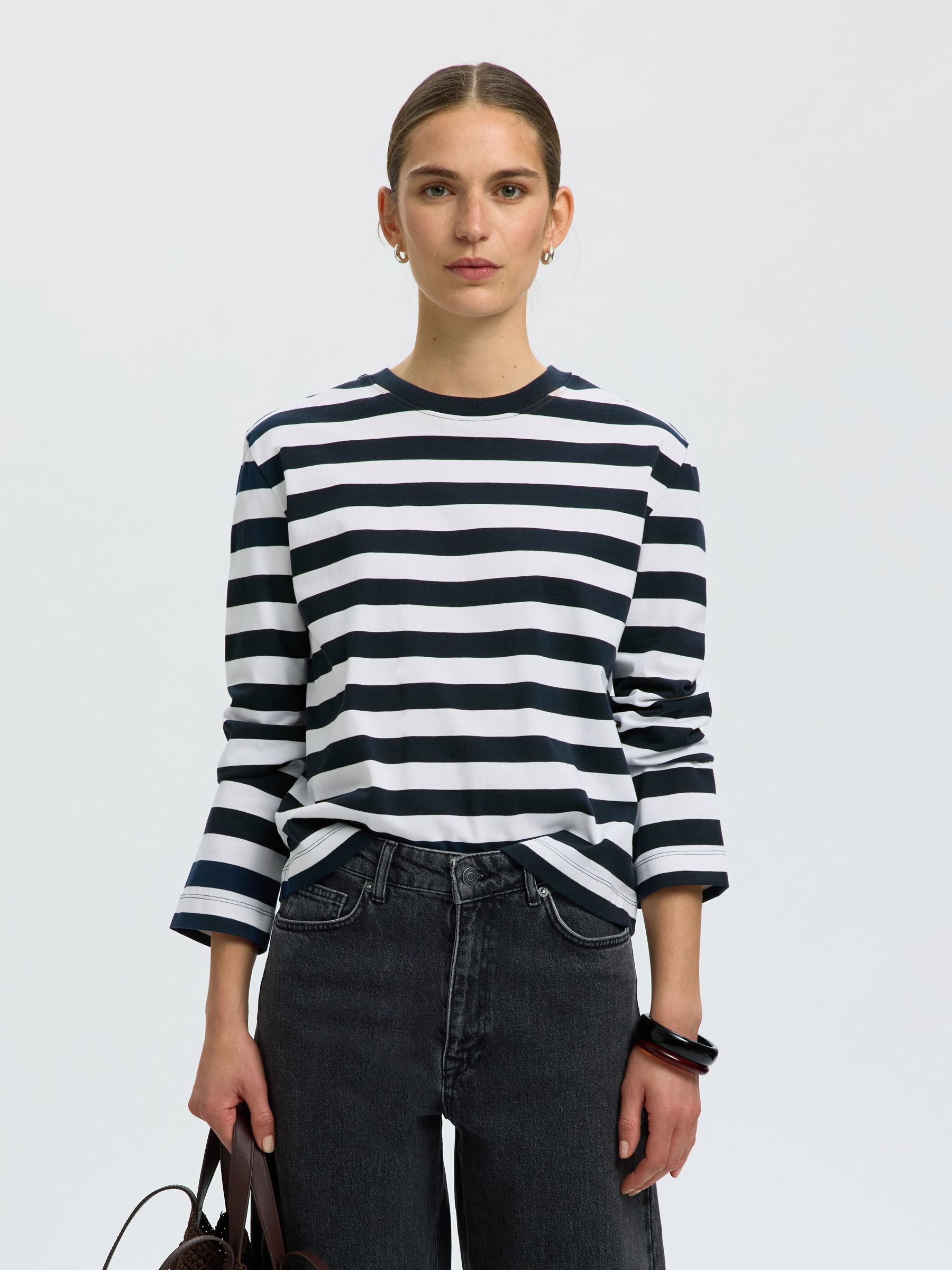 STRIPETE LANGERMET T-SKJORTE, Dark Sapphire, highres