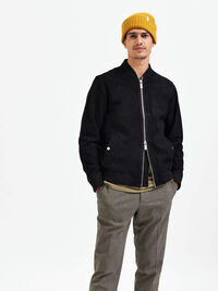SUEDE BOMBER JACKET, Black, highres