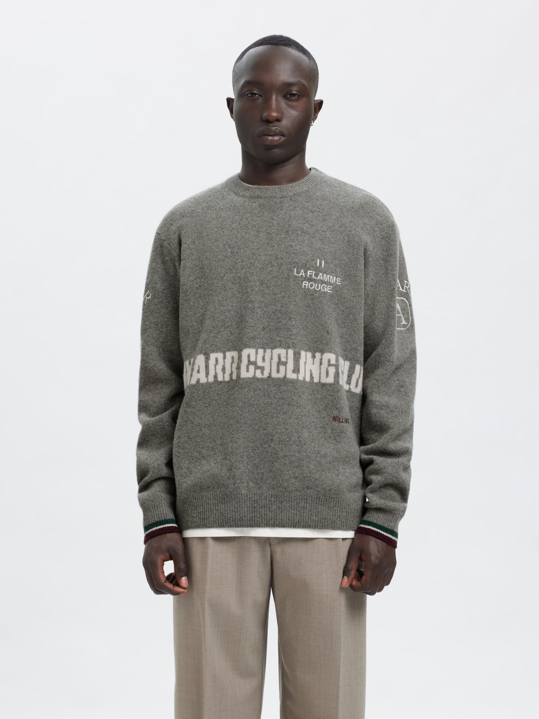 REGULAR FIT KNITTED PULLOVER, Grey Melange, highres