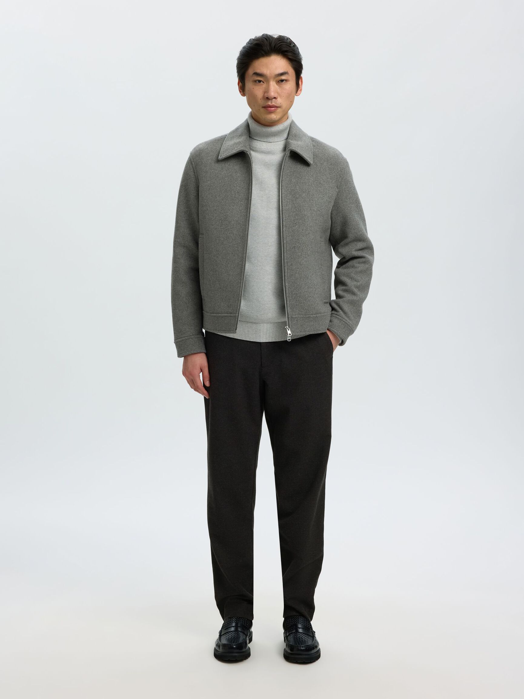 WOOL BLEND TAPERED TROUSERS, Delicioso, highres