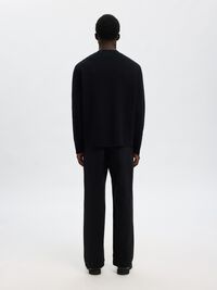 RELAXED FIT COTTON BLEND PULLOVER, Black, highres