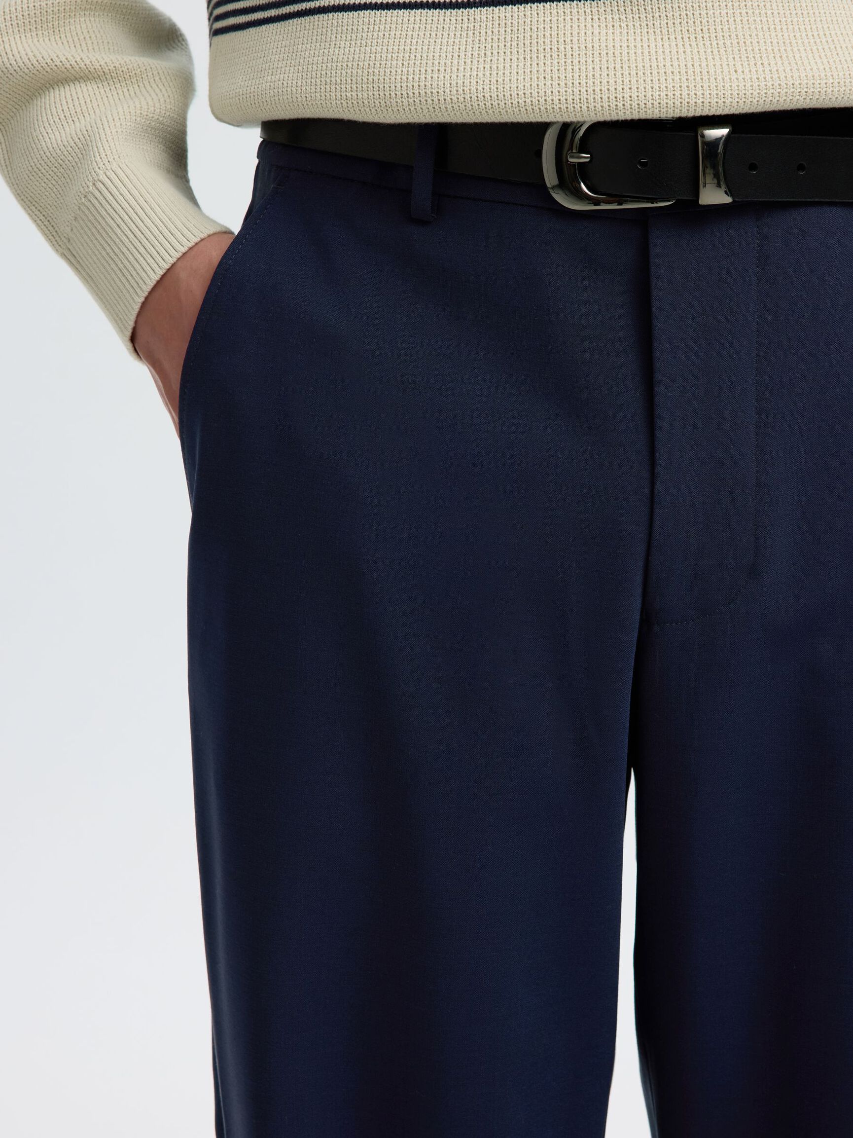 RELAXED FIT TROUSERS, Dark Navy, highres