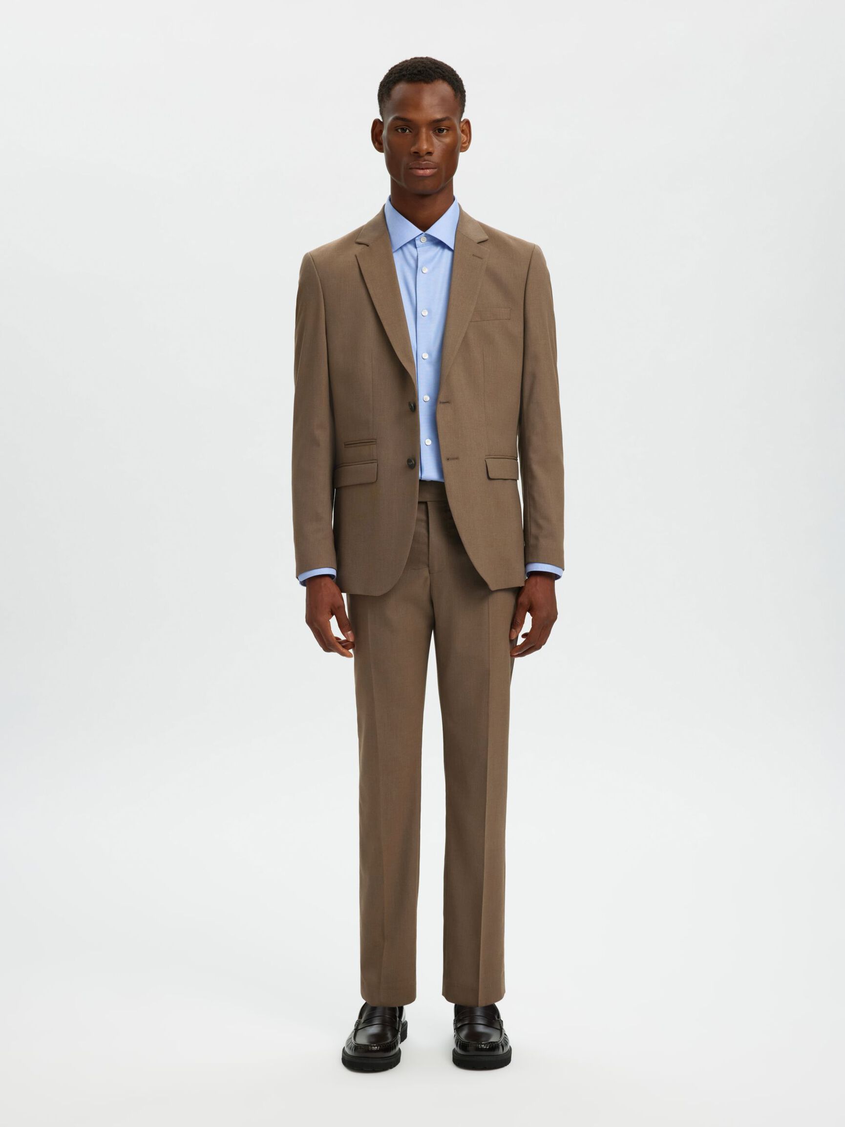 WOVEN WOOL BLEND TROUSERS, Kelp, highres