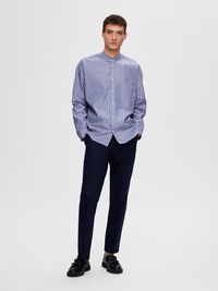 BANDED COLLAR SHIRT, Navy Blazer, highres