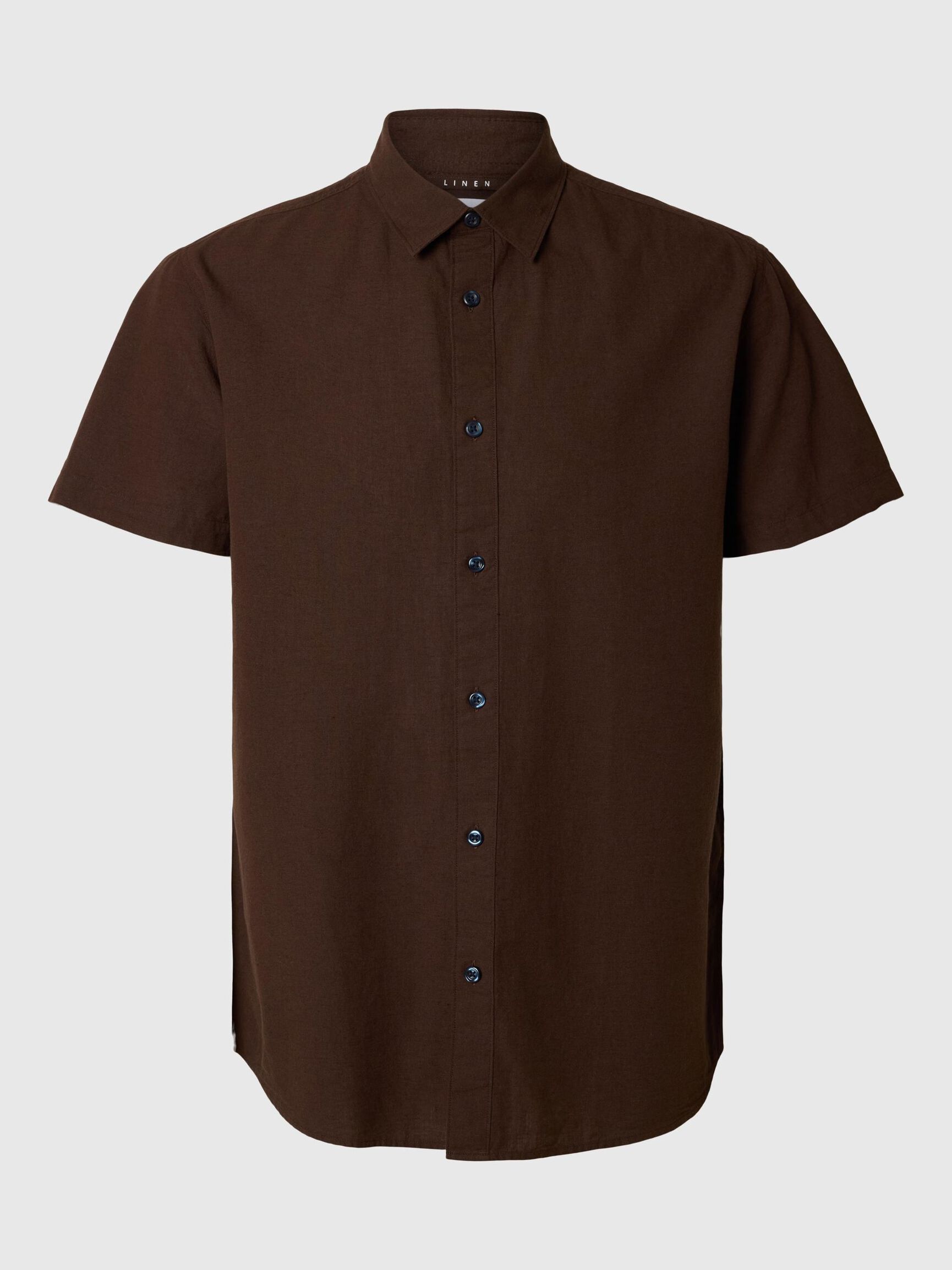 COTTON BLEND SHORT SLEEVED SHIRT, Coffee Bean, highres
