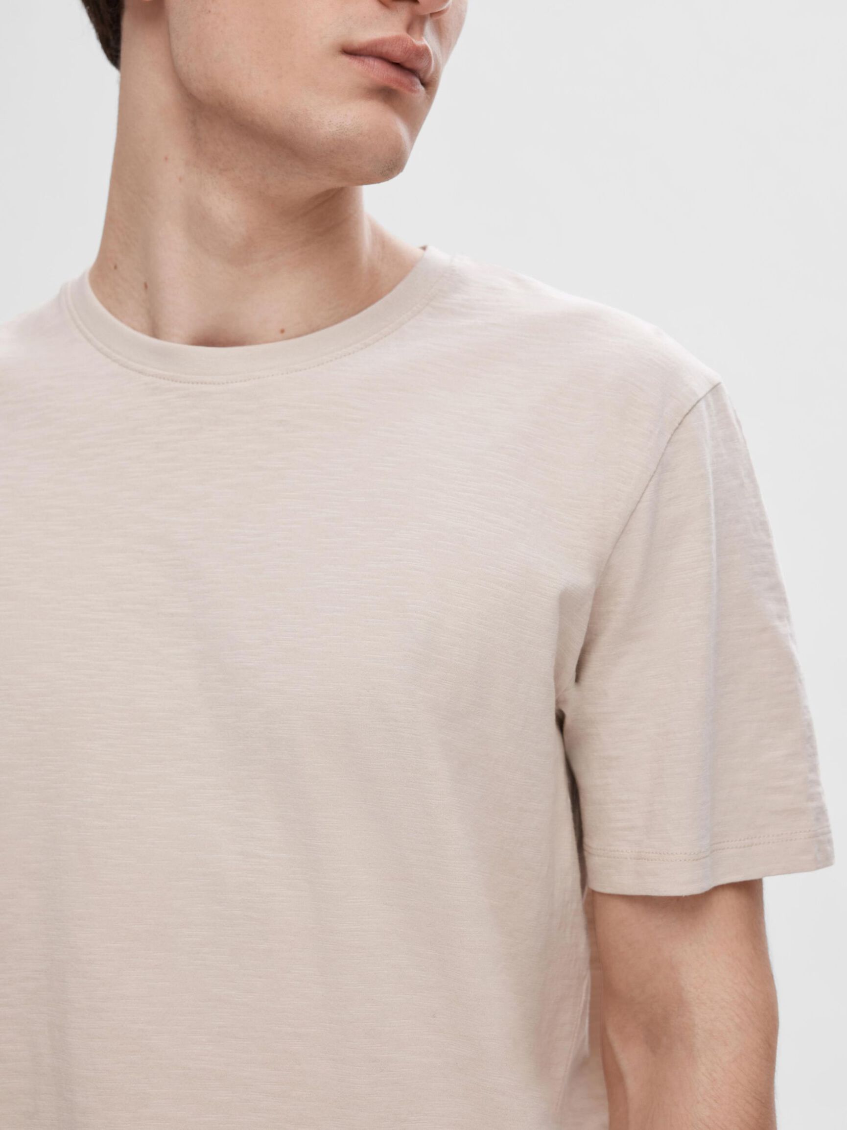 COTTON SLUB T-SHIRT, Oatmeal, highres