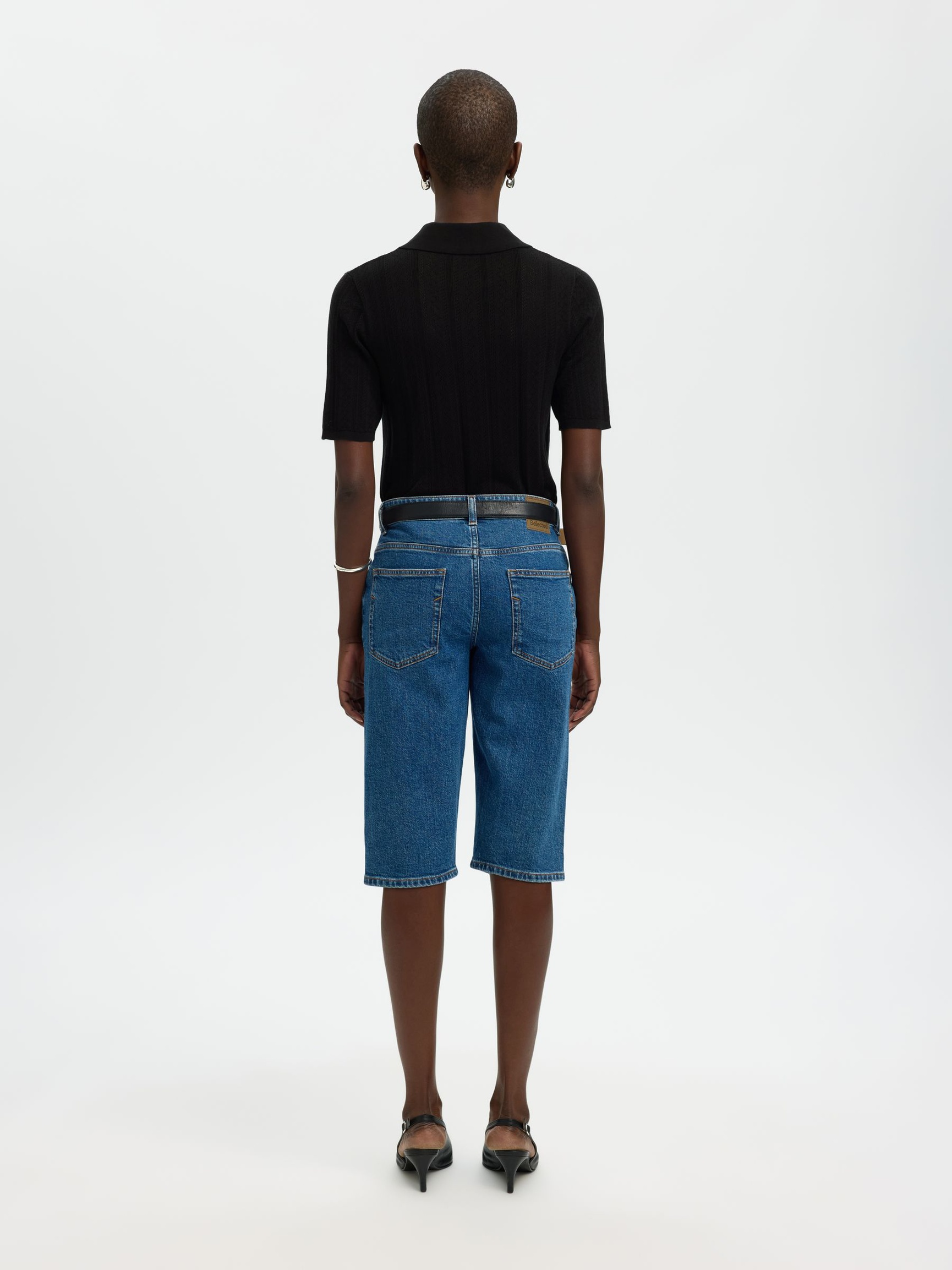 KATOENEN GEBREIDE POLO, Black, highres