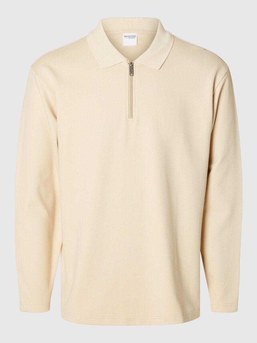 Selected LONG SLEEVED ZIPPED SWEATSHIRT, Fog, highres - 16094676_Fog_001.jpg