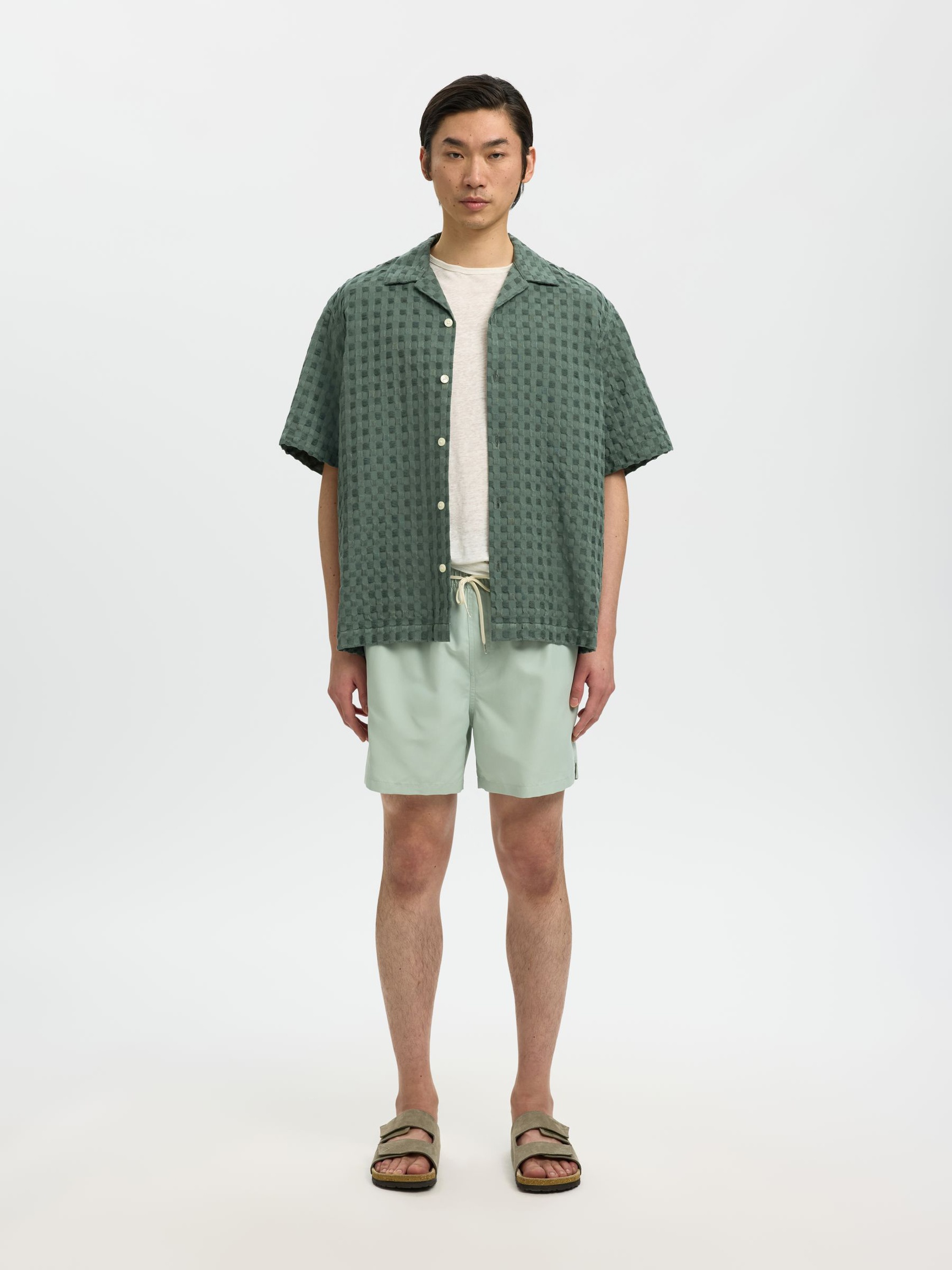 TEXTURED SHORT SLEEVED SHIRT, Balsam Green, highres