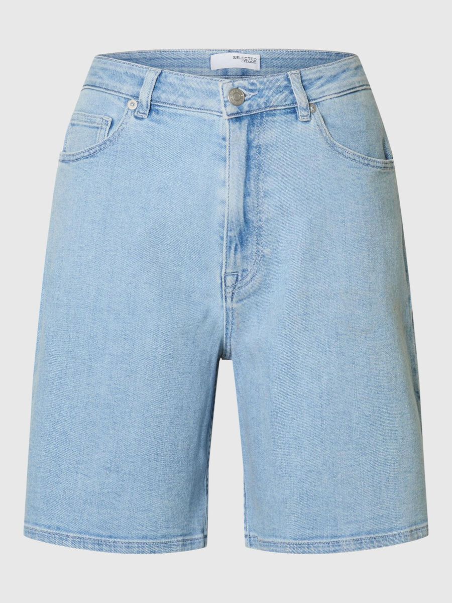 Selected HIGH WAISTED DENIM SHORTS, Light Blue Denim, highres - 16099248_LightBlueDenim_001.jpg