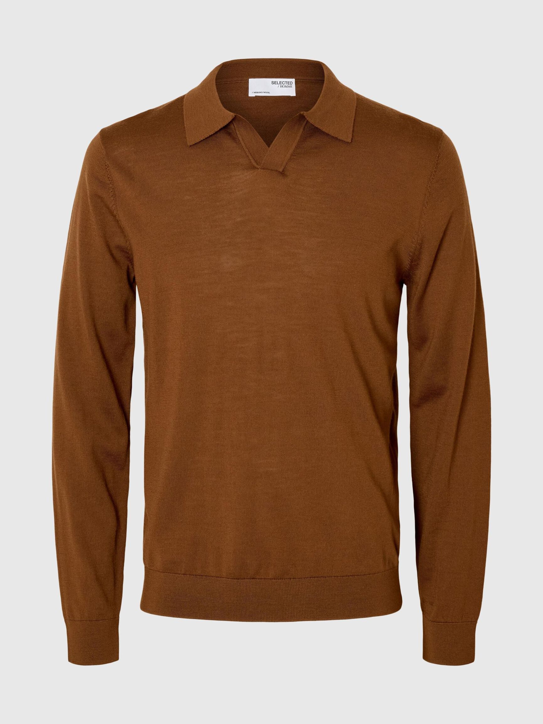 100% MERINO WOOL KNITTED POLO SHIRT, Soft Silt, highres