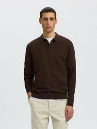 KNITTED LONG-SLEEVED POLO SHIRT, Delicioso, highres