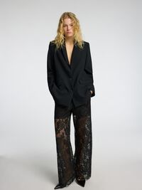 STRAIGHT FIT SPITZEN HOSE, Black, highres