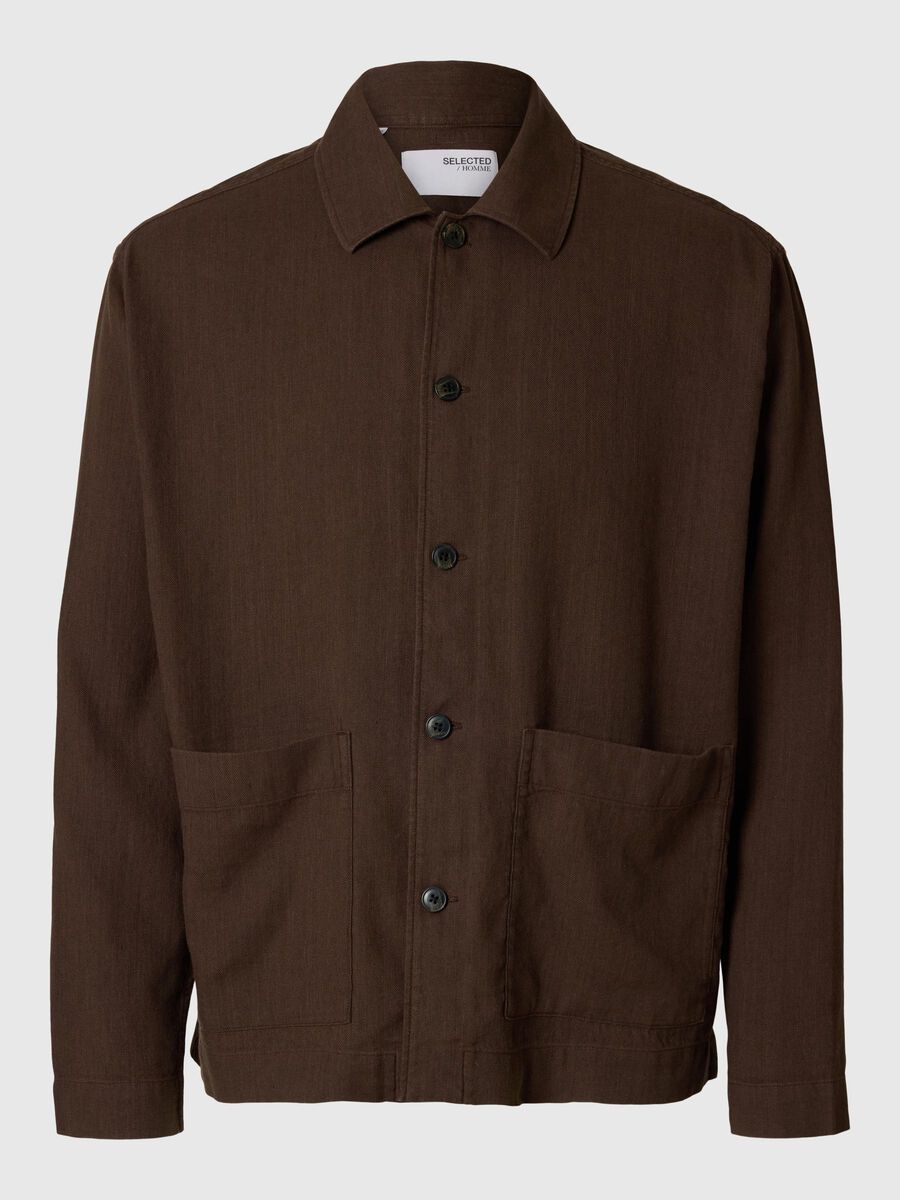 Selected LINEN BLEND OVERSHIRT, Demitasse, highres - 16097678_Demitasse_001.jpg