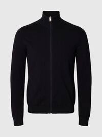 ZIP-UP CARDIGAN, Black, highres