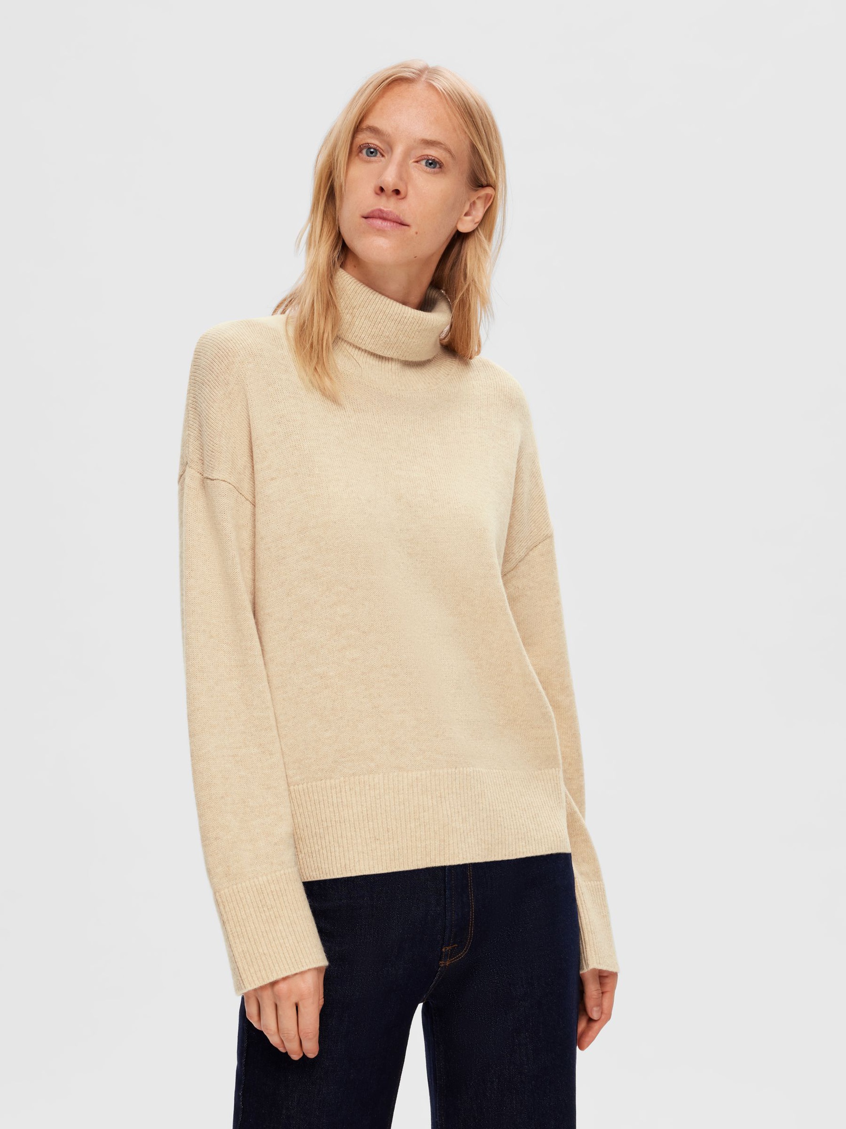 LAINE MÉLANGÉE COL ROULÉ PULL, Off. White Melange, highres