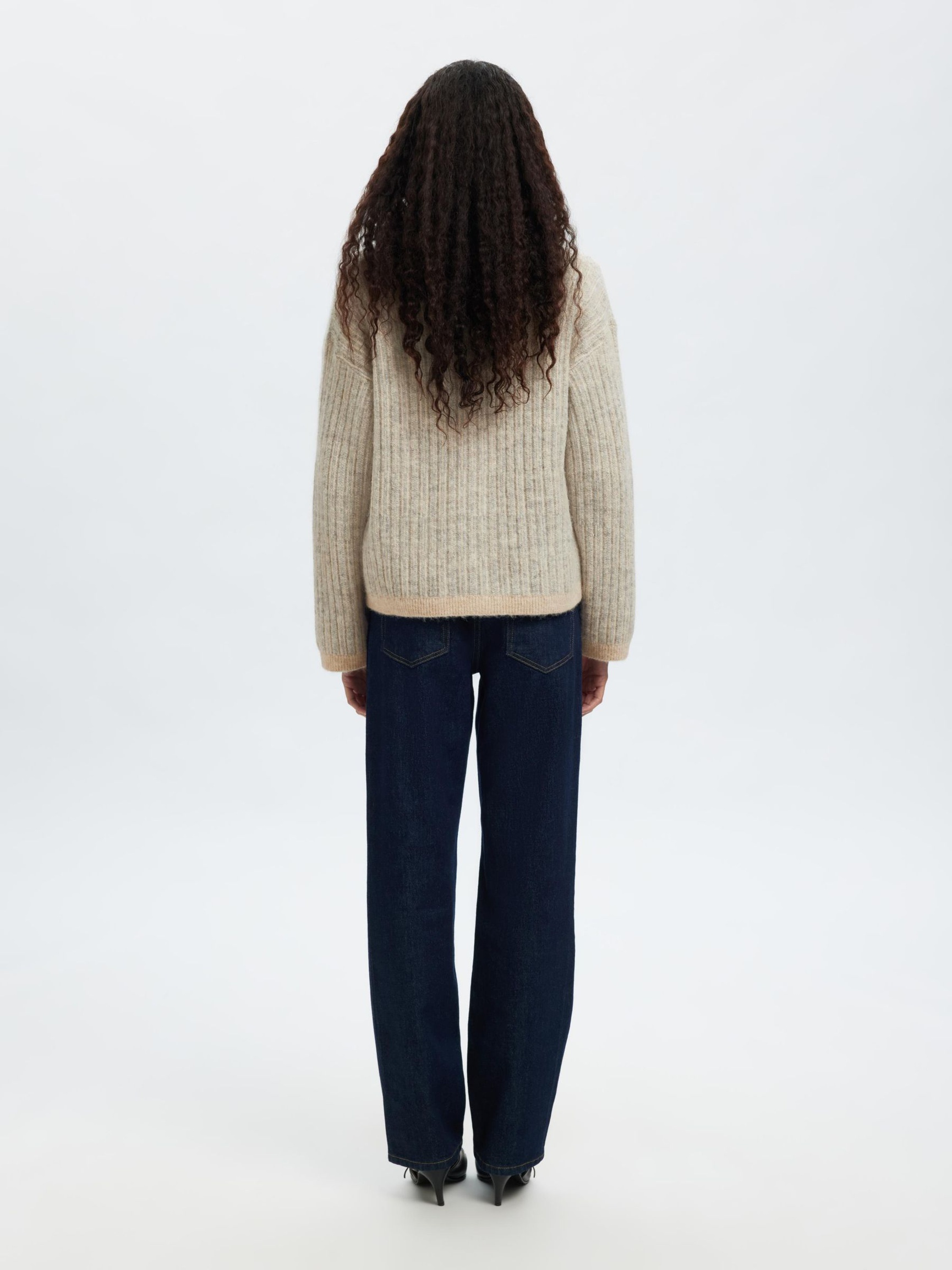 ULLBLANDING STRIKKET CARDIGAN, Birch, highres