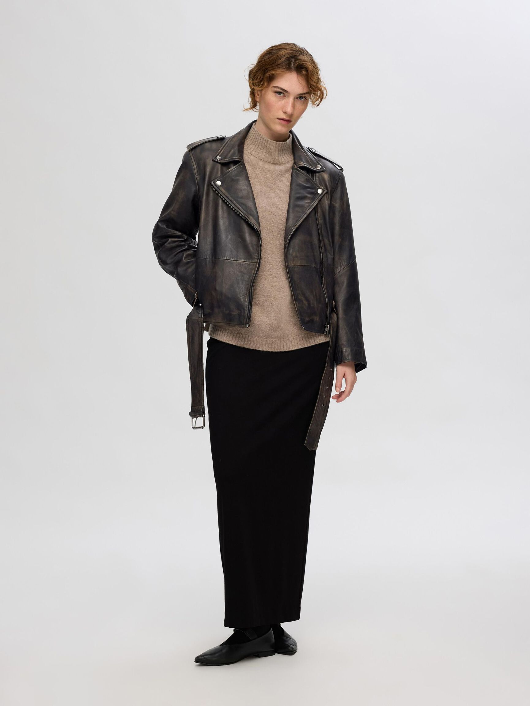 100% LEDER BIKERJACKE, Black, highres