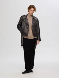 100% LEDER BIKERJACKE, Black, highres
