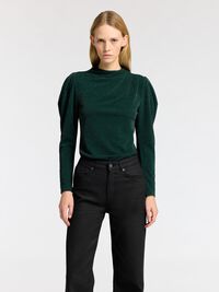 DRAPED LONG SLEEVED TOP, Scarab, highres
