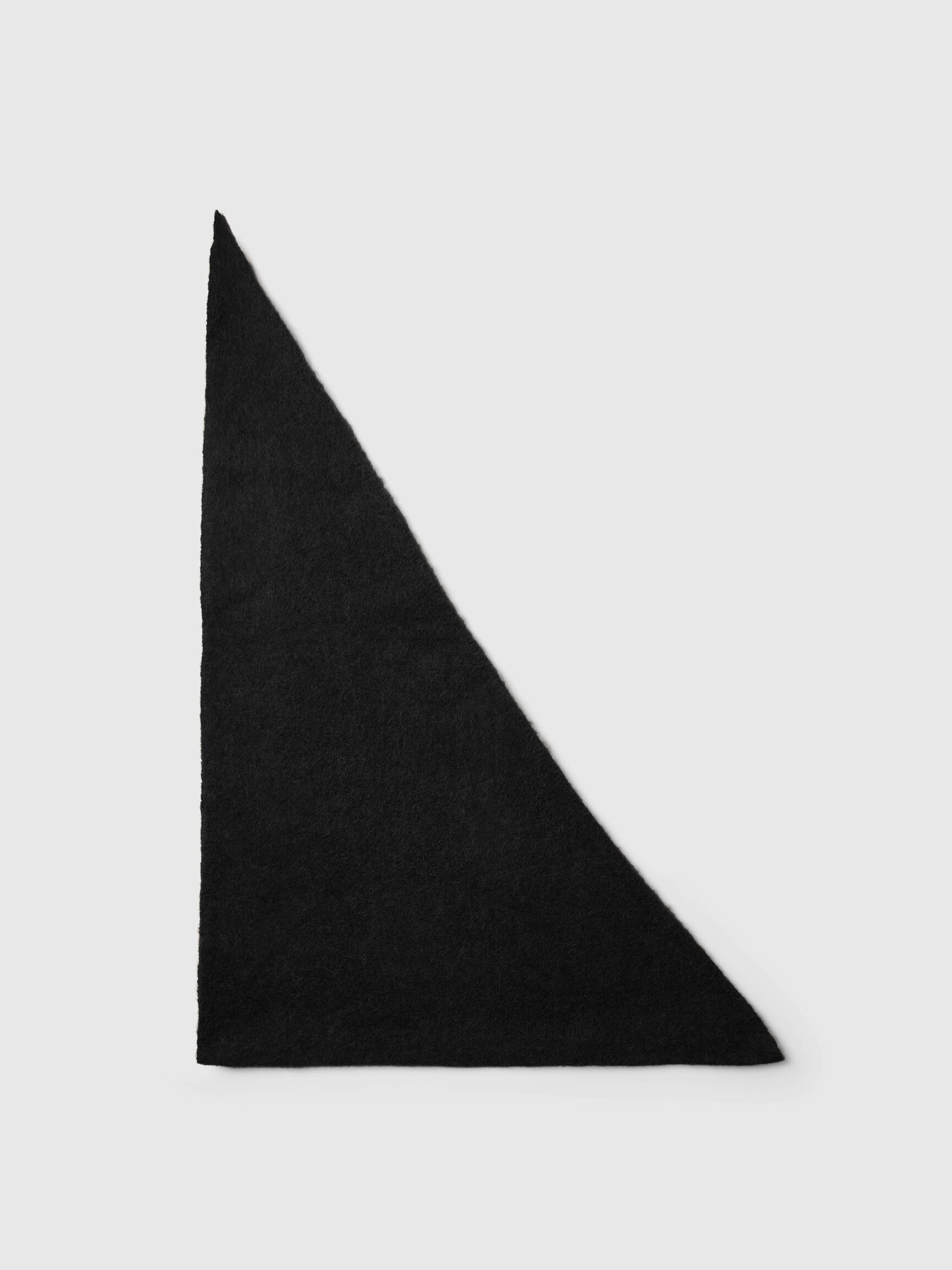 WOOL BLEND TRIANGLE SCARF, Black, highres