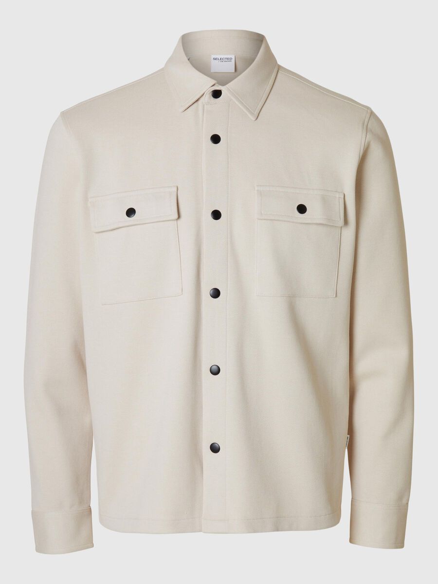 Selected KLASSISCHES OVERSHIRT, Oatmeal, highres - 16085115_Oatmeal_001.jpg