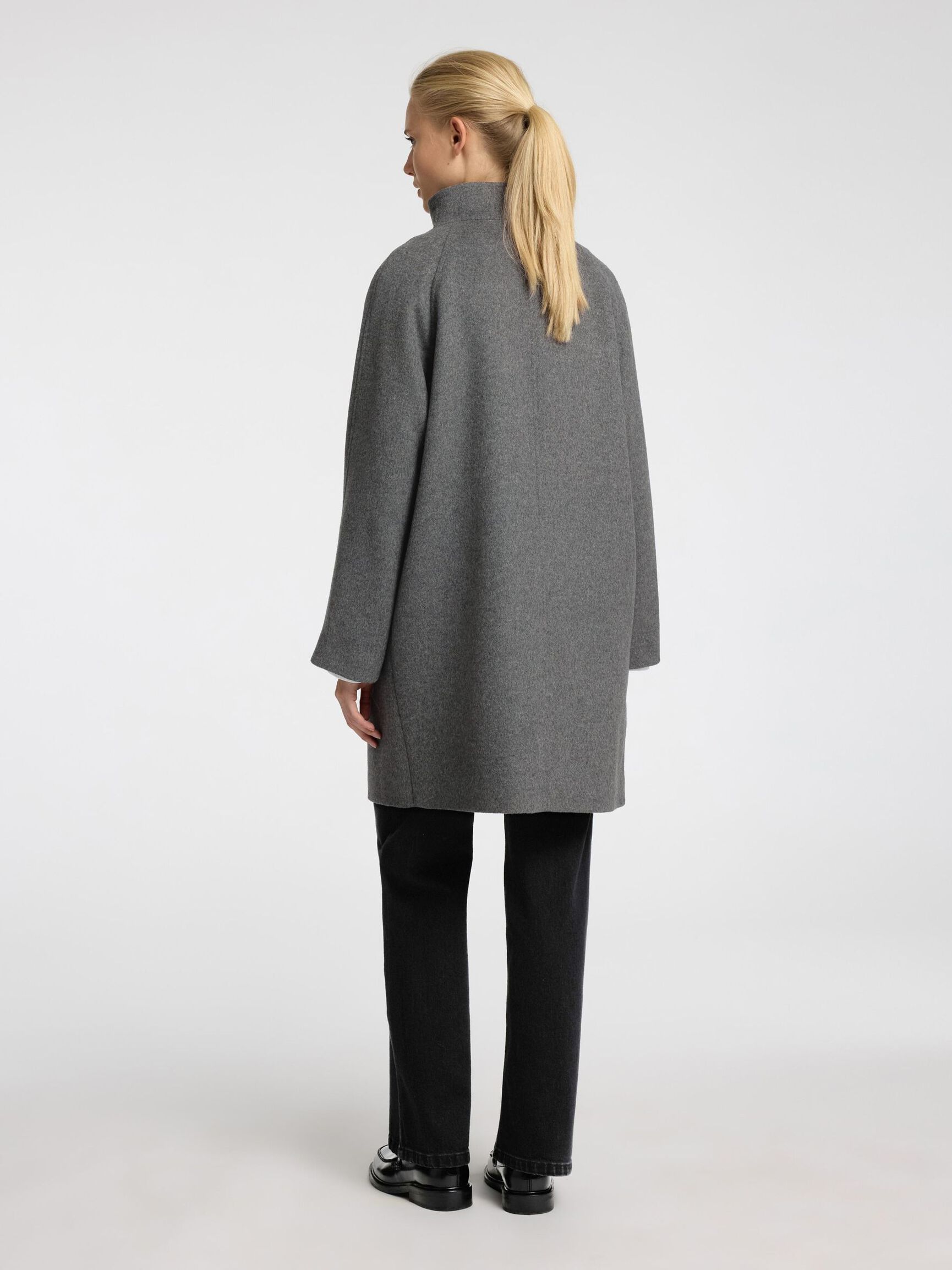 WOOL BLEND COAT, Medium Grey Melange, highres