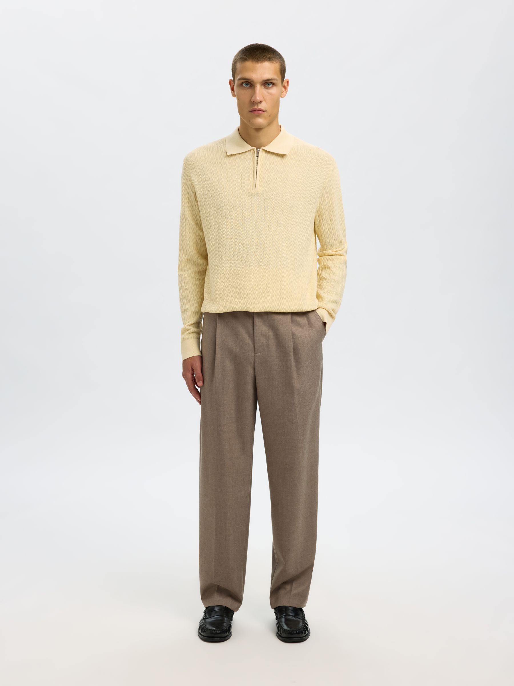 100% COTTON LONG-SLEEVED POLO, Angora, highres