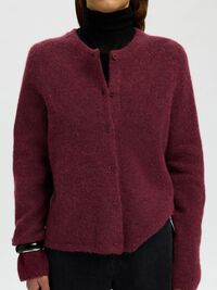 WOOL BLEND CARDIGAN, Tawny Port, highres