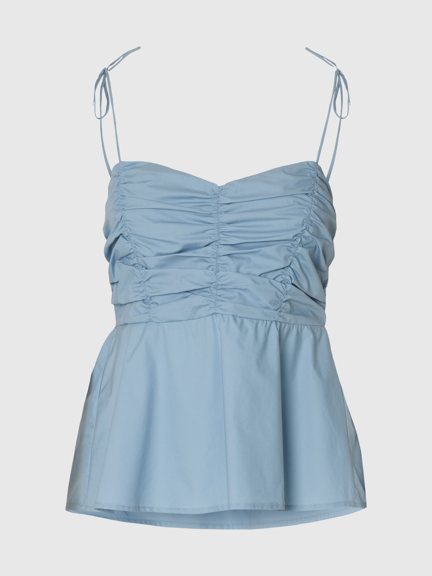 KATOENEN TOP MET SPAGHETTIBANDJES, Dusty Blue, highres