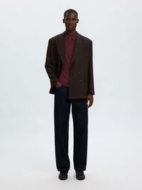 ZIPPER KNITTED POLO SHIRT, Tawny Port, highres