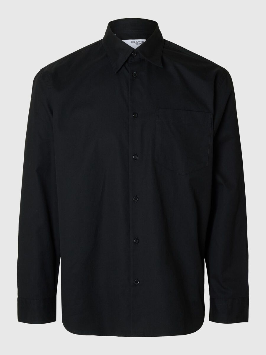 Selected RELAXED FIT TWILL SHIRT, Black, highres - 16096877_Black_001.jpg