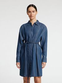 CHAMBRAY SKJORTEKJOLE, Dark Blue, highres