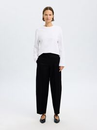MID WAIST BARREL FIT TROUSERS, Black, highres