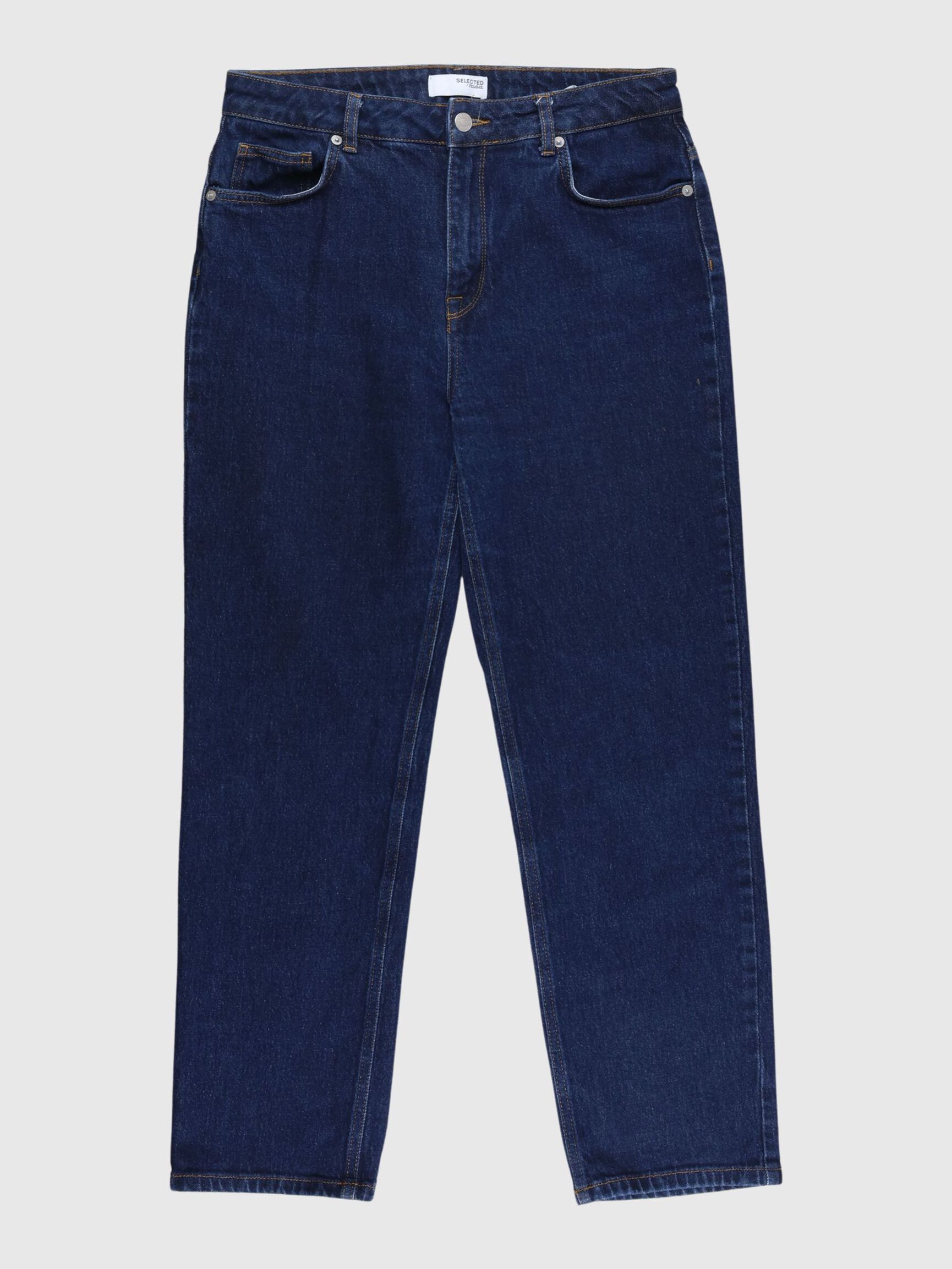 DARK WASH STRAIGHT FIT JEANS, Dark Blue Denim, highres
