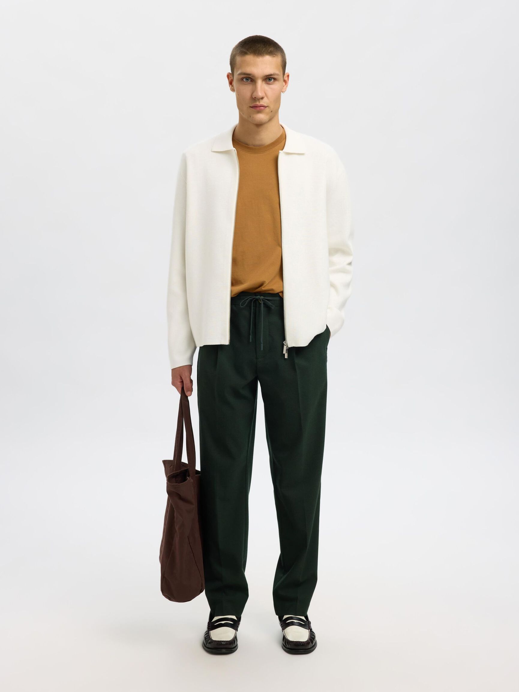 VISCOSE BLEND PLEATED TROUSERS, Deep Forest, highres