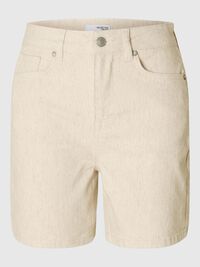 HOOG GETAILLEERD DENIM SHORT, Egret, highres