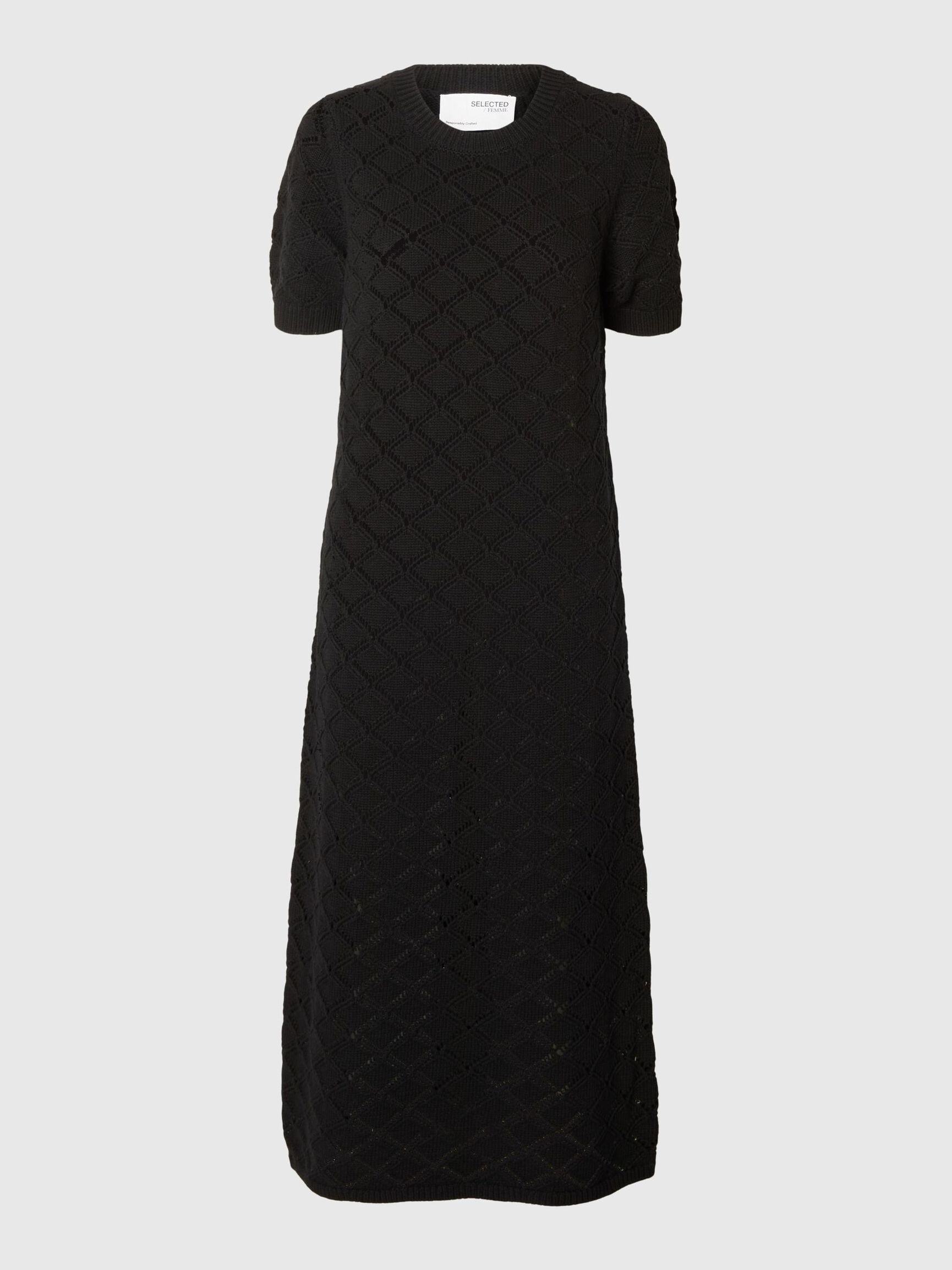 GEBREIDE MAXI JURK, Black, highres