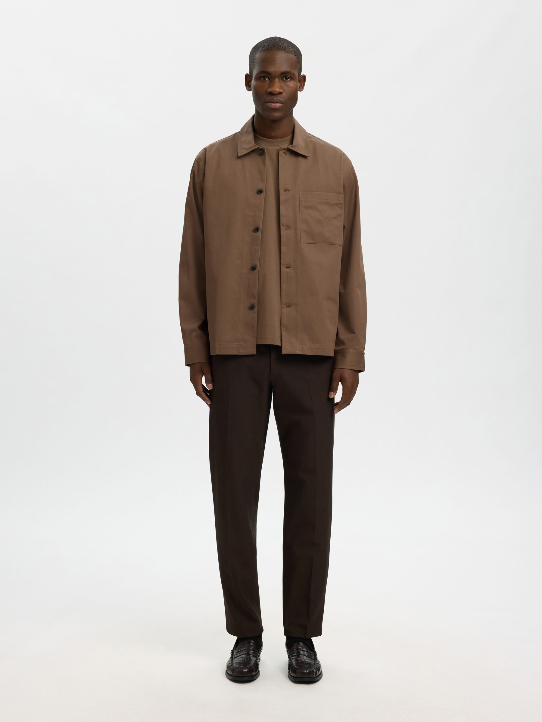 REGULAR FIT TWILL OVERSHIRT, Chocolate Chip, highres