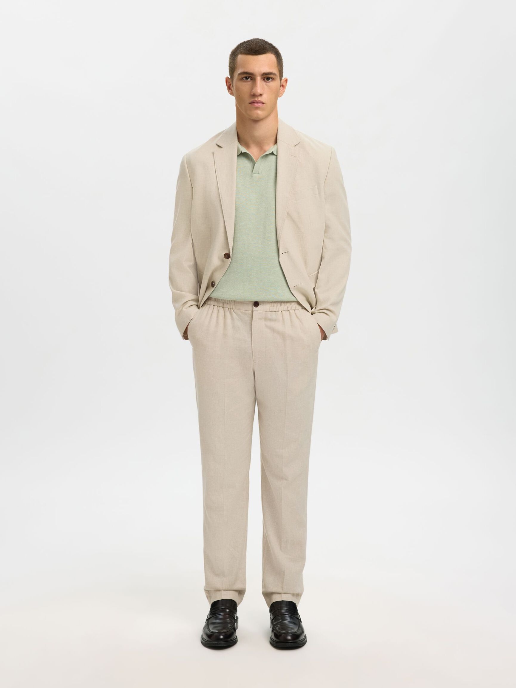 LINEN BLEND SUIT TROUSERS, Oatmeal, highres