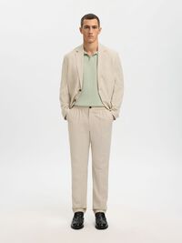 LINEN BLEND SUIT TROUSERS, Oatmeal, highres