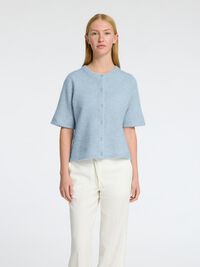 WOLLGEMISCH KURZARM STRICKJACKE, Cashmere Blue, highres