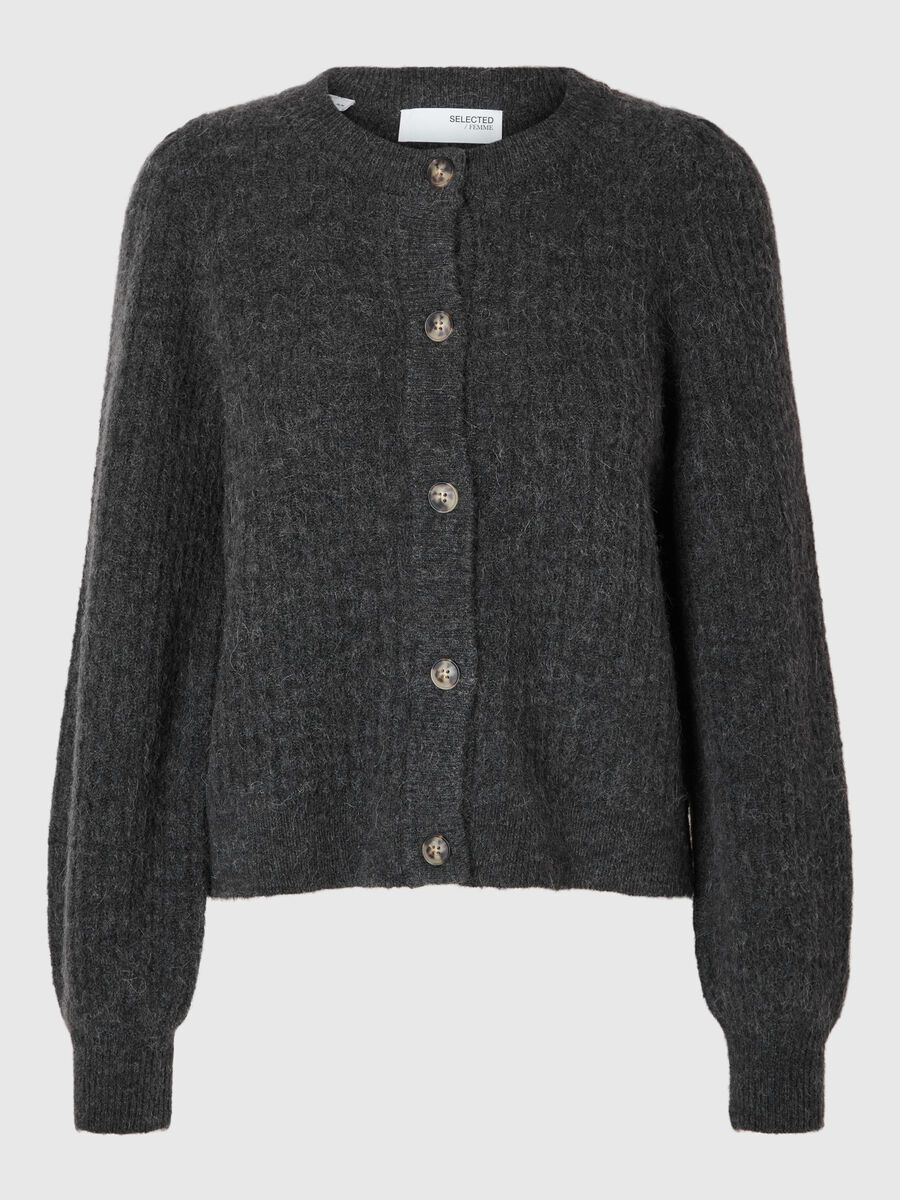 Selected STRUCTURED WOOL BLEND CARDIGAN, Volcanic Ash, highres - 16094684_VolcanicAsh_1131128_001.jpg