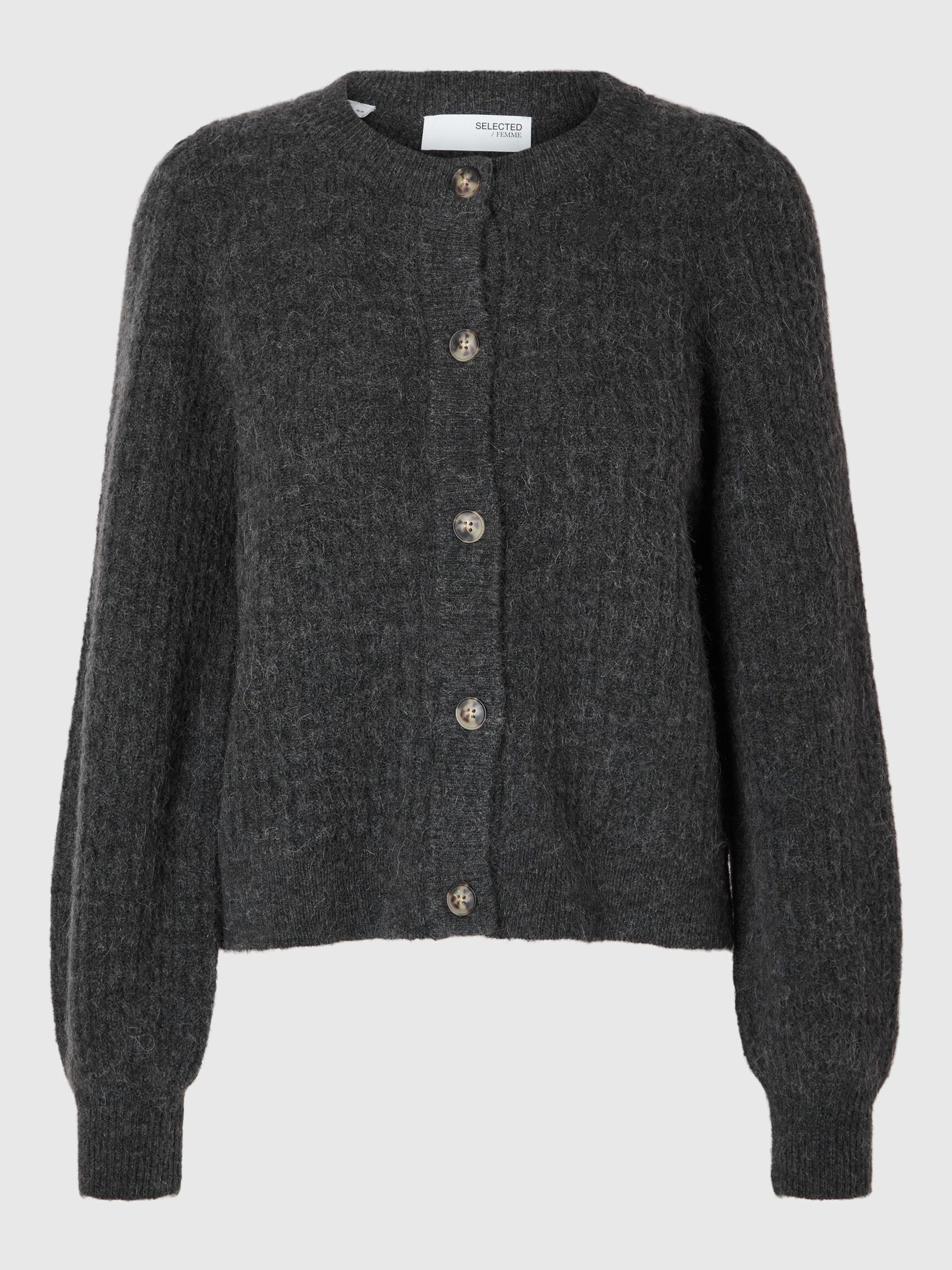 STRUCTURED WOOL BLEND CARDIGAN, Volcanic Ash, highres