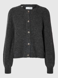 STRUCTURED WOOL BLEND CARDIGAN, Volcanic Ash, highres